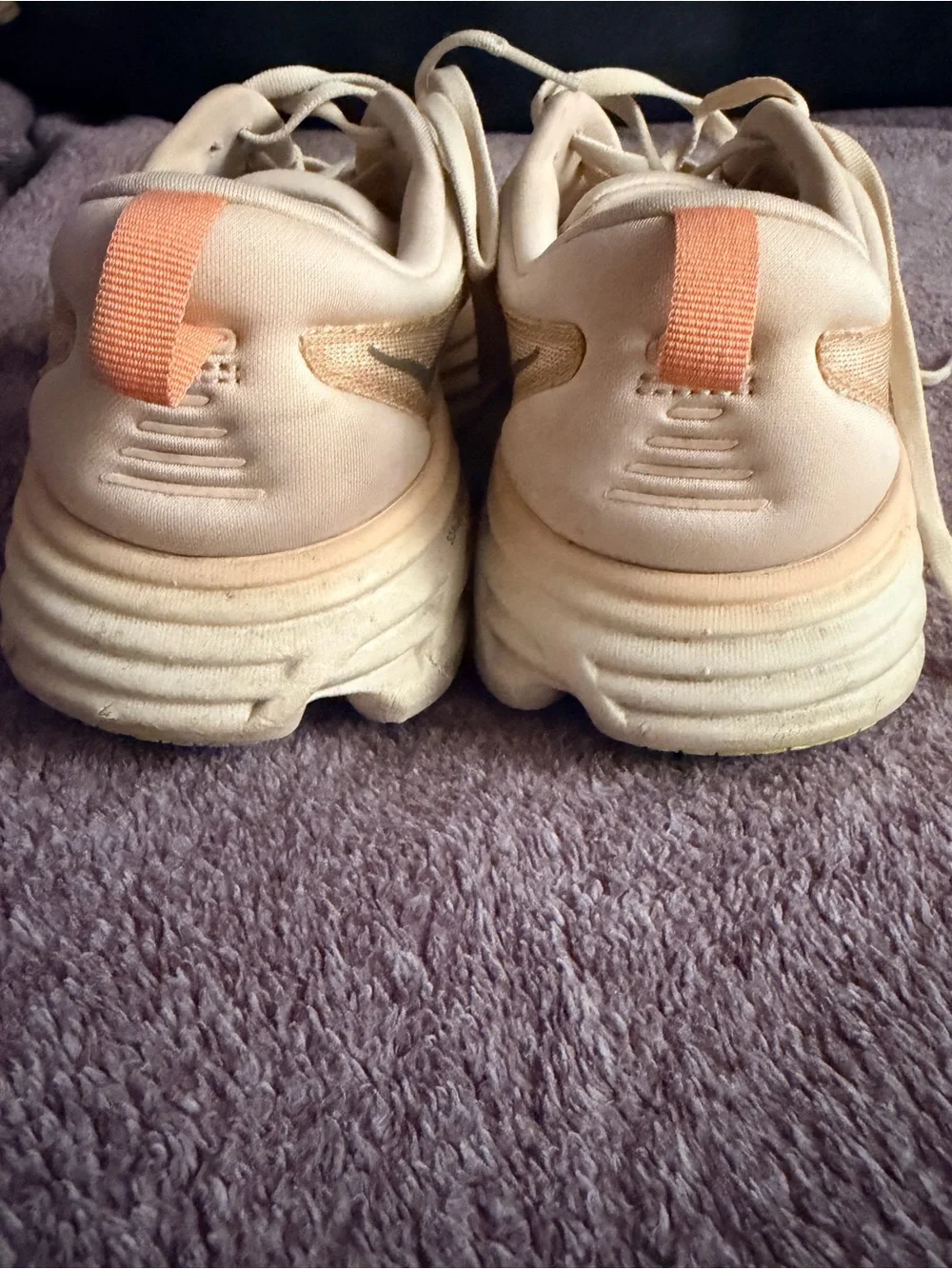 HOKA One One Peach and Blue Logo Running Shoes
